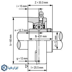 یاتاقان UCFL 201 اس کا اف با شفت 12 میلی متر