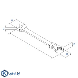 آچار یکسر جغجغه یکطرفه-تاشو سایز 10 لیکوتا مدل ARW-12M10