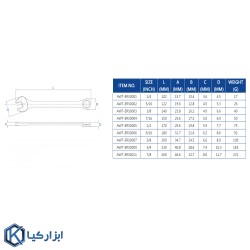 ست آچار یکسر رینگ اینچی 9 عددی لیکوتا مدل AWT-ERSK02