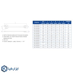 ست آچار یکسر رینگ اینچی 14 عددی لیکوتا مدل AWT-ERSK03