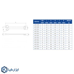 ست آچار یکسر رینگ 12 عددی لیکوتا مدل AWT-ESFK03