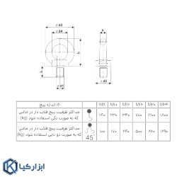 پیچ قلابدار ایران پتک سایز M12 مدل SP1210