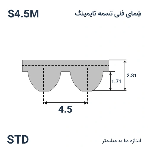 شمای فنی تسمه S4.5M-180