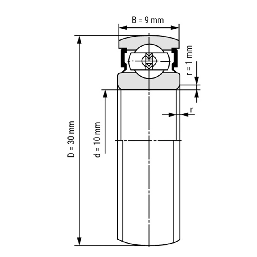 شمای فنی بلبرینگ یاتاقانی CS200 2RS