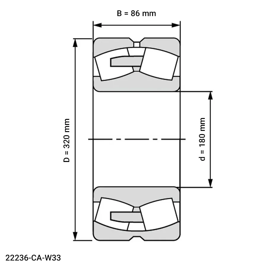 شمای فنی رولبرینگ بشکه ای 22236 CA W33