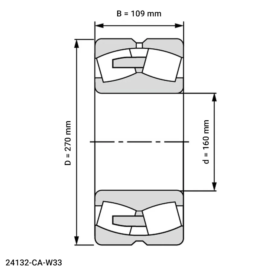 شمای فنی رولبرینگ بشکه ای 24132 CA W33
