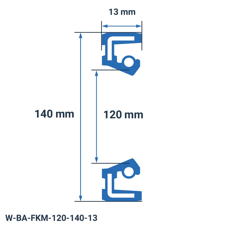 شمای فنی کاسه نمد W-BA-FKM-120-140-13 شمای فنی کاسه نمد W-BA-FKM-120-140-13