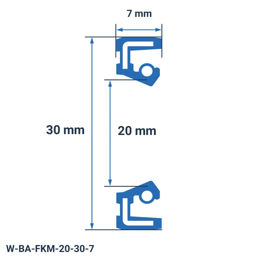 شمای فنی کاسه نمد W-BA-FKM-20-30-7 شمای فنی کاسه نمد W-BA-FKM-20-30-7