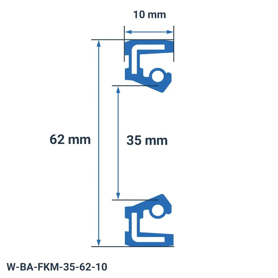 شمای فنی کاسه نمد W-BA-FKM-35-62-10 شمای فنی کاسه نمد W-BA-FKM-35-62-10